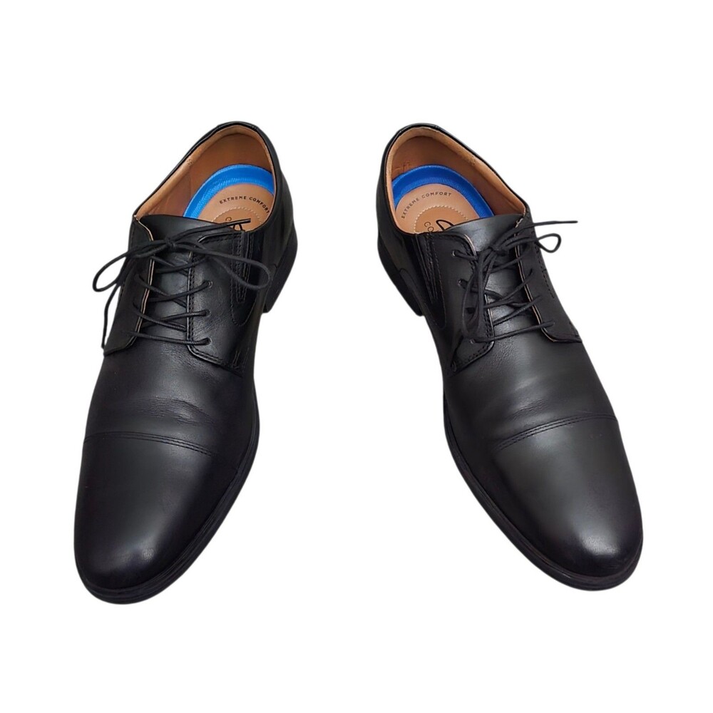Clarks Whiddon Oxford Shoes Mens Size 13  Black Leather Cap Toe Lace Up Dress